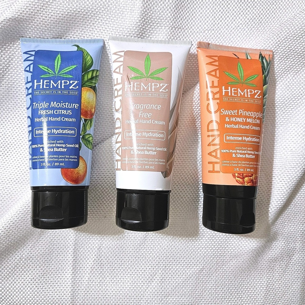 3 Hempz Hand Creme‎ Fresh Citrus, Fragrance Free, Sweet Pineapple & Honey Melon